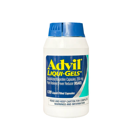 Advil Liqui-Gels Ibuprofen 200 mg. Pain Reliever/Fever Reducer, 120 Capsules each (Pack of 1) - BunnyPack