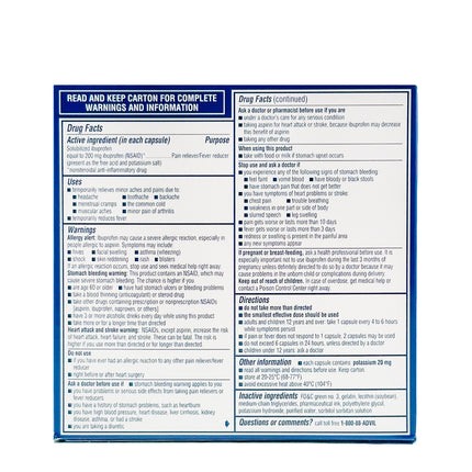 Advil Liqui-Gels Ibuprofen 200 mg. Pain Reliever/Fever Reducer, 120 Capsules each (Pack of 1) - BunnyPack