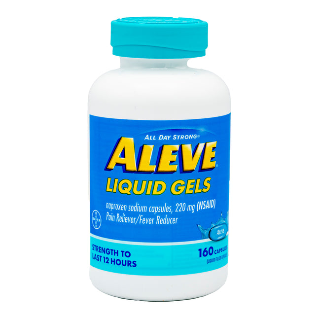 Aleve Naproxen Sodium 220 mg. Pain Reliever/Fever Reducer, 160 Liquid Gels