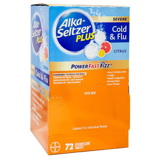 Alka-Seltzer Plus Severe Cold & Flu Powerfast Fizz, Citrus, 72 tablets