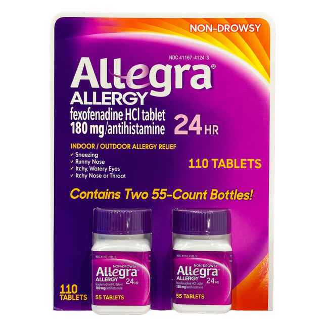 Allegra Allergy Non-Drowsy, 55 Tablets each (Pack of 2)