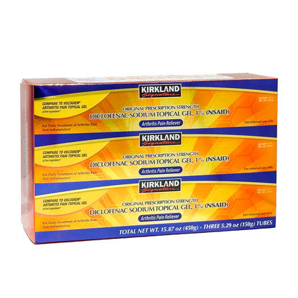 Kirkland Signature Diclofenac Sodium Topical Gel 1%, 5.29 Ounces each (Pack of 3)