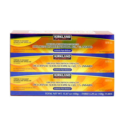 Kirkland Signature Diclofenac Sodium Topical Gel 1%, 5.29 Ounces each (Pack of 3)