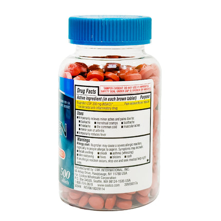 Kirkland Signature Ibuprofen 200 mg., 500 Tablets each (Pack of 2)