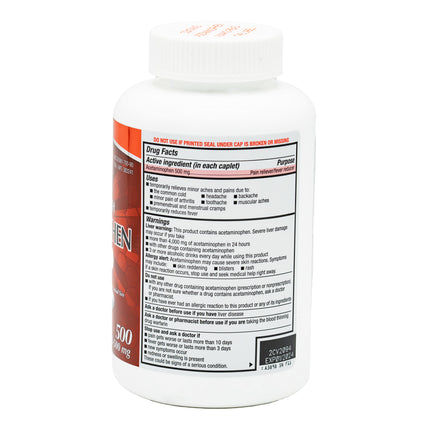Kirkland Signature Extra Strength Acetaminophen 500 mg., 500 Caplet/ Bottle (Pack of 2)Total 1000 Caplets