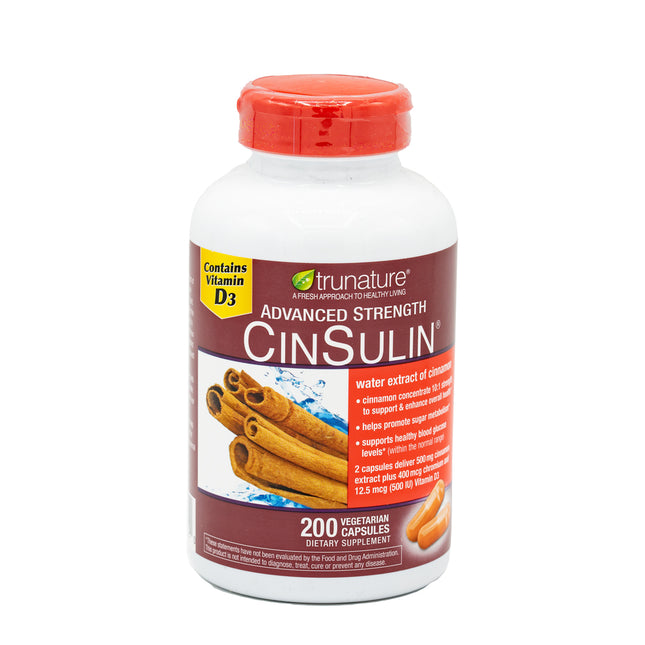 Trunature Advanced Strength CinSulin 500mg., 200 Vegetarian Capsules