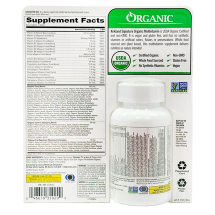 Kirkland Signature USDA Organic Multivitamin, 80 Coated Tablets