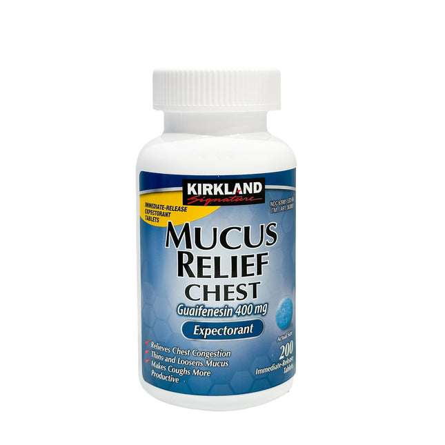Kirkland Signature Mucus Relief Tablets, 200 tablets each (pack of 1) - BunnyPack