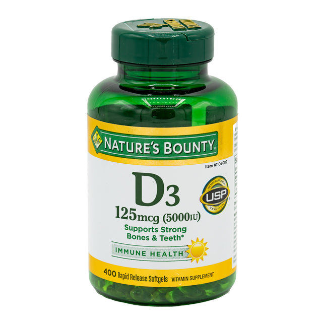 Nature's Bounty Vitamin D3 125MCG, 400 Softgels