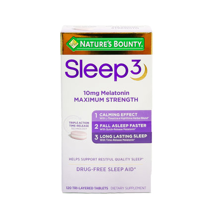 Nature's Bounty Sleep3 10mg. Melatonin, 120 Tablets