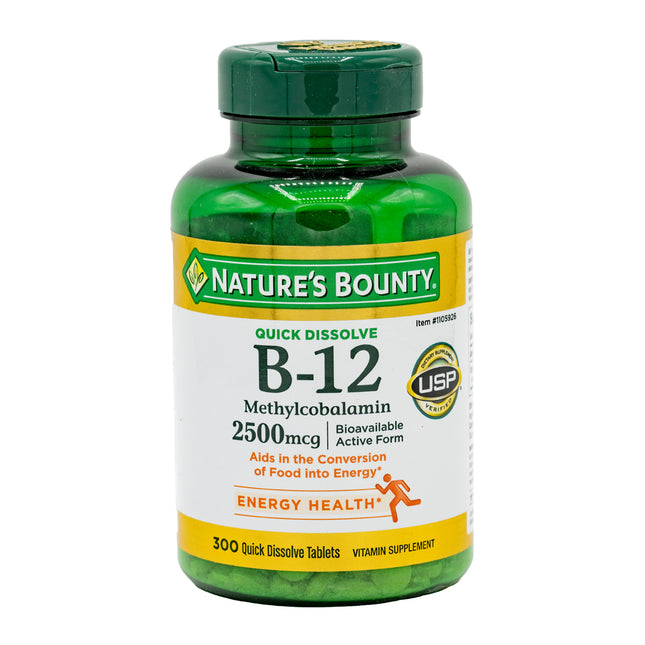Nature's Bounty Vitamin B-12 2500 mcg, 300 Quick Dissolve Tablets