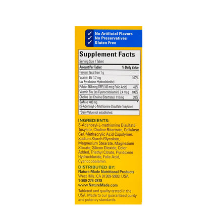 Nature Made SAM-e Advanced, 400 mg, 60 Tablets