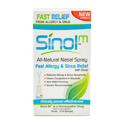SinolM, All-Natural Nasal Spray, Fast Allergy & Sinus Relief, 15 ml