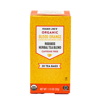 Trader Joes Organic Blood Orange Rooibos Herbal Tea Blend, 20 Tea Bags