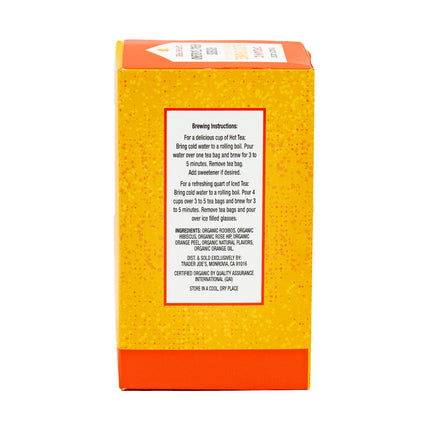 Trader Joes Organic Blood Orange Rooibos Herbal Tea Blend, 20 Tea Bags