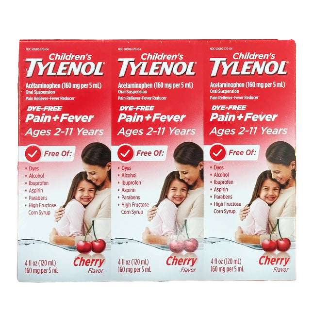 Infants' Tylenol Pain & Fever Cherry Flavor, 4 fl oz each (pack of 3)