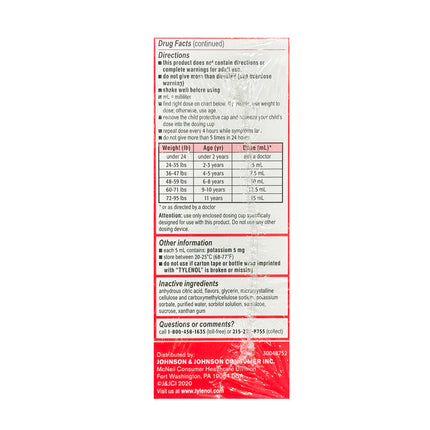 Infants' Tylenol Pain & Fever Cherry Flavor, 4 fl oz each (pack of 3)
