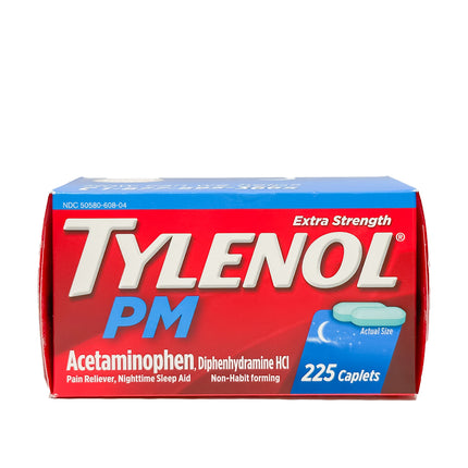 Tylenol PM Extra Strength Acetaminophen 500 mg Pain Reliever & Sleep Aid, 225 Caplets