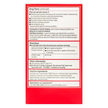 Tylenol PM Extra Strength Acetaminophen 500 mg Pain Reliever & Sleep Aid, 225 Caplets