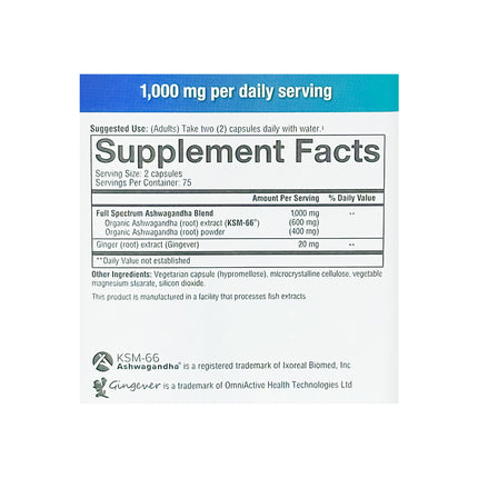Youtheory Ashwagandha 1,000 mg., 150 Capsules