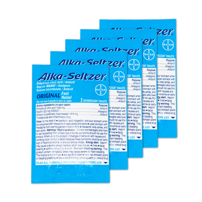 Alka-Seltzer Original, 2 Efferverscent Tablets , 5 Pouches - BunnyPack