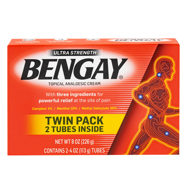 Ultra Strength BENGAY Topical Pain Relieving Cream, Twin pack, 2 Tubes Total 8 Ounces