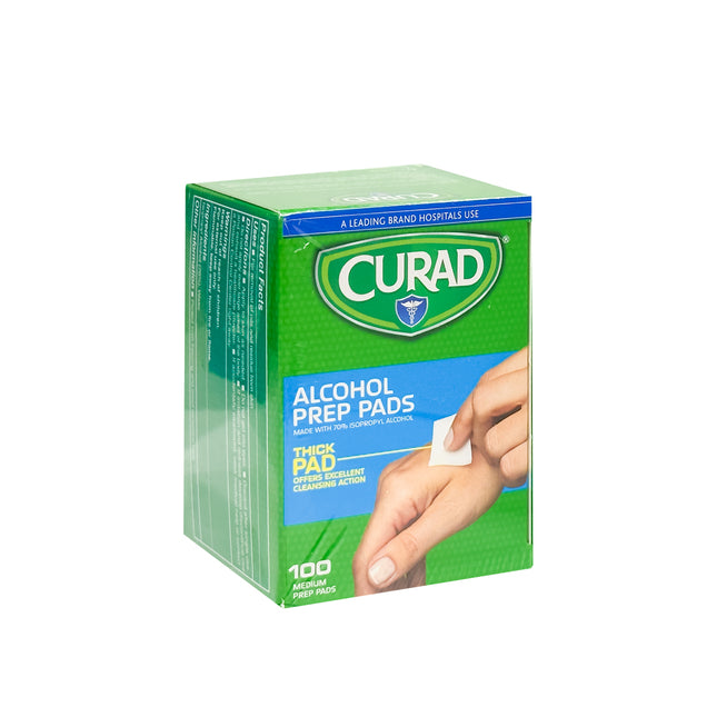 Curad Alcohol Prep Pads, 100-count each, 1 box - BunnyPack