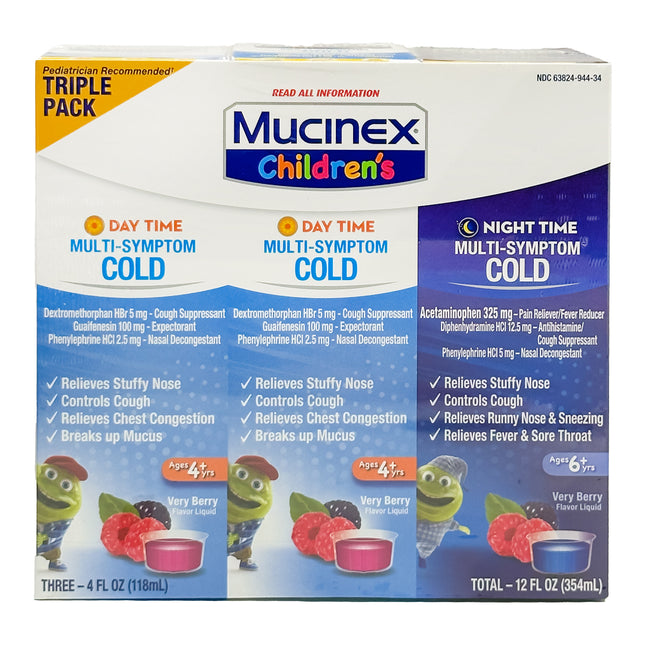 Mucinex Children's Multi-Symptom Day/Nighttime, 4 Ounces each (pack of 3)