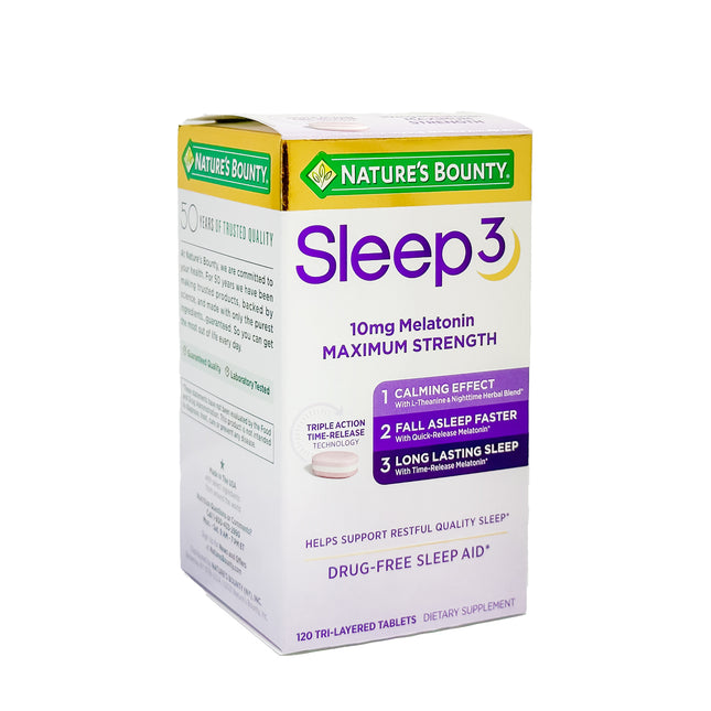 Nature's Bounty Sleep3 10mg. Melatonin, 120 Tablets