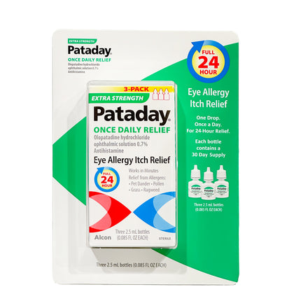 Pataday Extra Strength Once Daily Antihistamine Eye Drops, 2.5 ml each (pack of 3)
