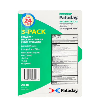 Pataday Extra Strength Once Daily Antihistamine Eye Drops, 2.5 ml each (pack of 3)