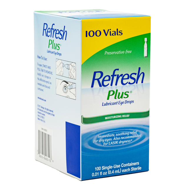 Refresh Plus Lubricant Eye Drops, 100 Single Use Containers