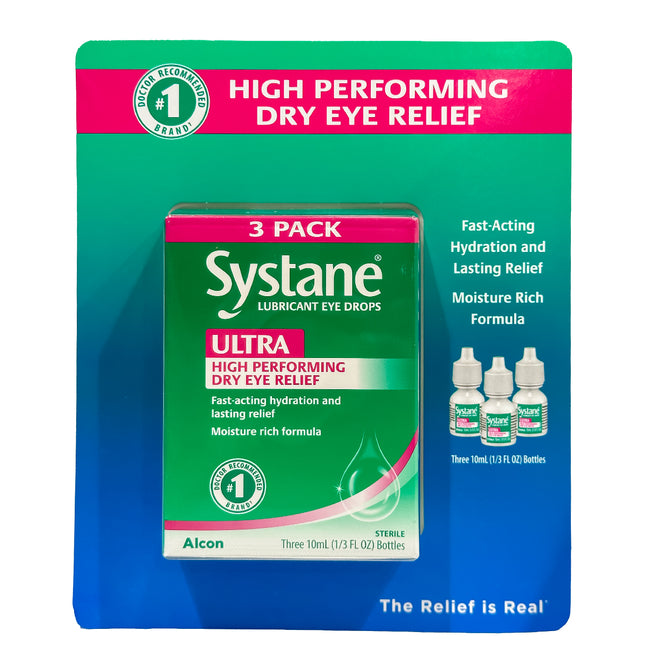 Systane ULTRA Lubricant Eye Drops, 10ml each (pack of 3)