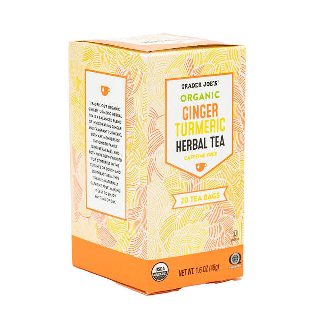 Trader Joes Organic Ginger Turmeric Herbal Tea, 20 Tea Bags