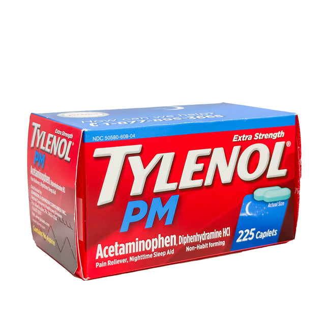 Tylenol PM Extra Strength Acetaminophen 500 mg Pain Reliever & Sleep Aid, 225 Caplets