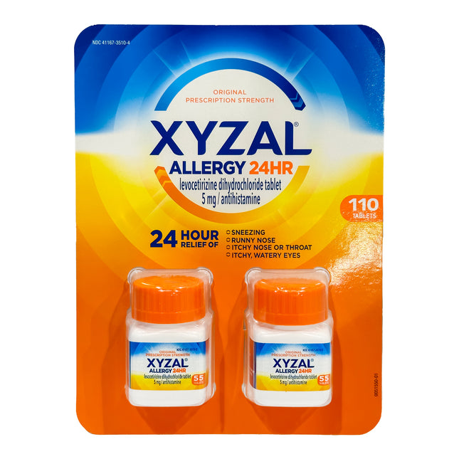 Xyzal Allergy 24 Hour Antihistamine 5 mg., 55 tablets each (pack of 2)