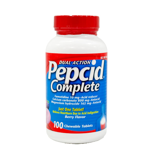 Dual Action Pepcid Complete Acid Reducer + Antacid, 100 Chewable Tablets
